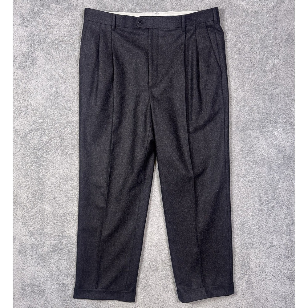 Zanella Wool Dress Pants Mens 38x29 Bennett Trouser Pleated Cuffed Italy 111083‎
